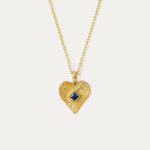 Golden Heart Pendant Necklace with Blue Crystal | Sustainable Jewellery by Ottoman Hands