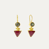 Hydra Labradorite and Ruby Drop Earrings | Sustainable Jewellery by Ottoman Hands