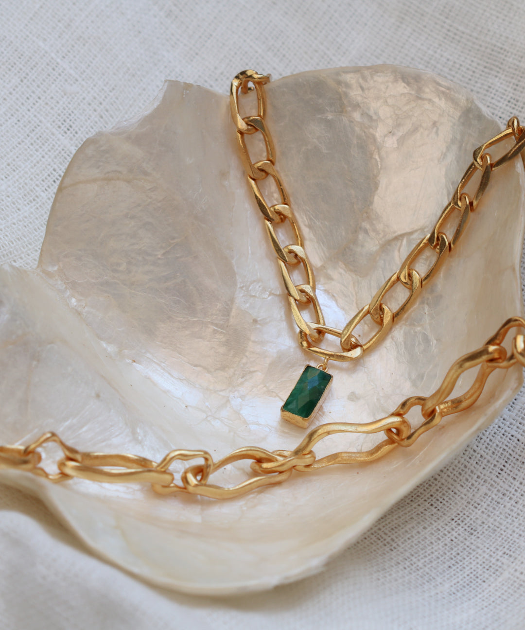 Esme Emerald Boyfriend Chain Necklace | Sustainable Jewellery by Ottoman Hands
