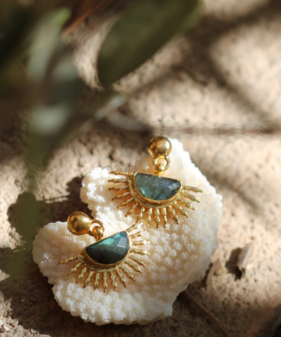 Sunrise Labradorite Drop Stud Earrings | Sustainable Jewellery by Ottoman Hands