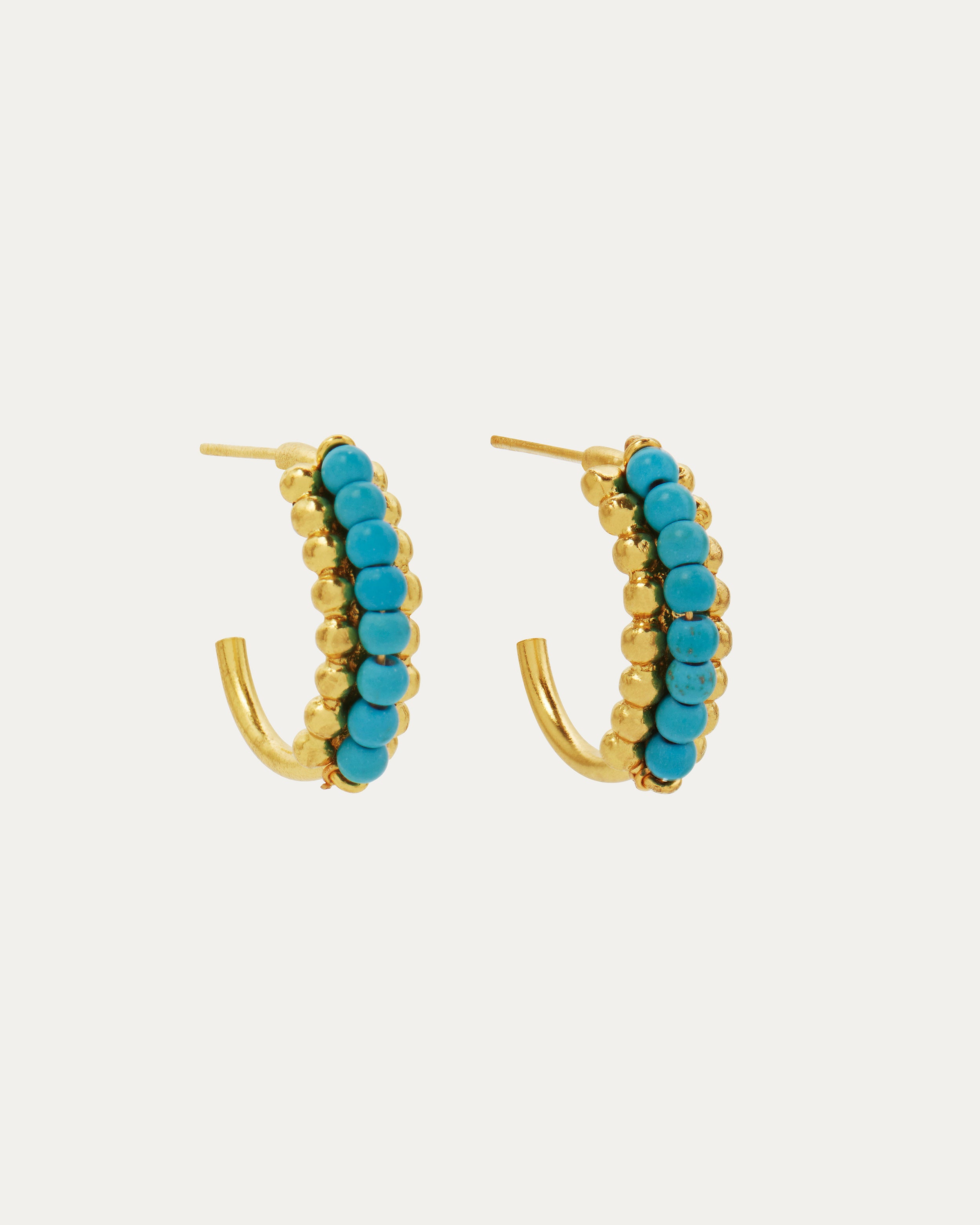 June Turquoise Beaded Hoop Earrings | Sustainable Jewellery by Ottoman Hands