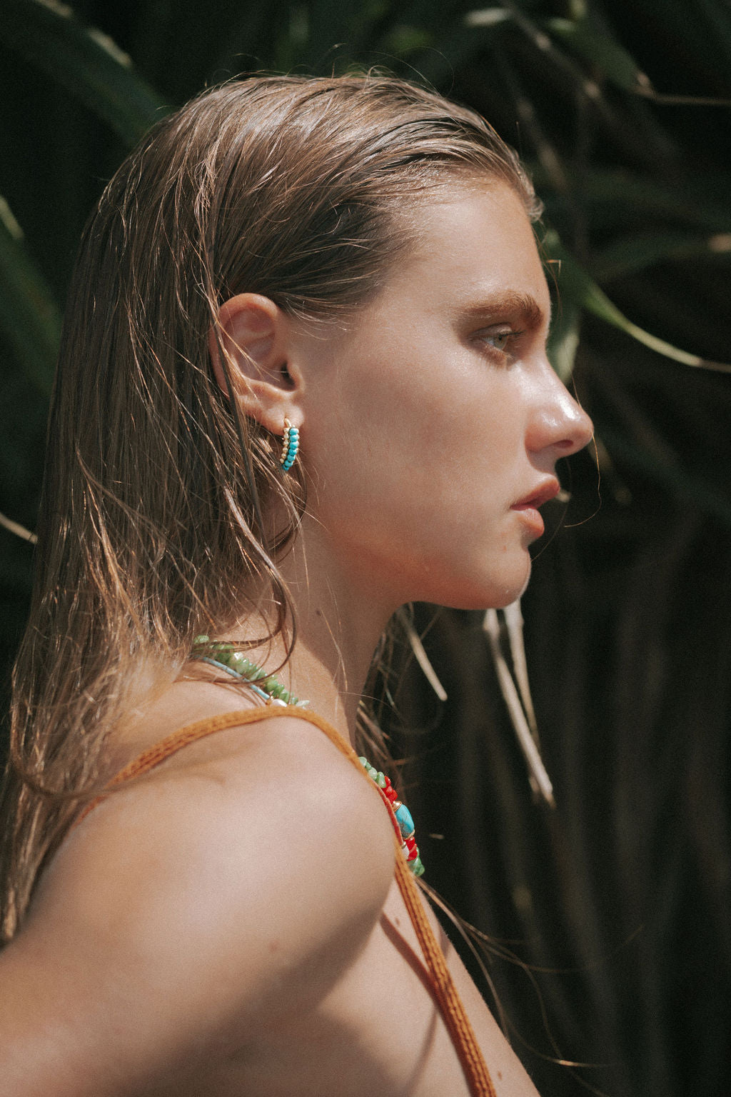 June Turquoise Beaded Hoop Earrings | Sustainable Jewellery by Ottoman Hands