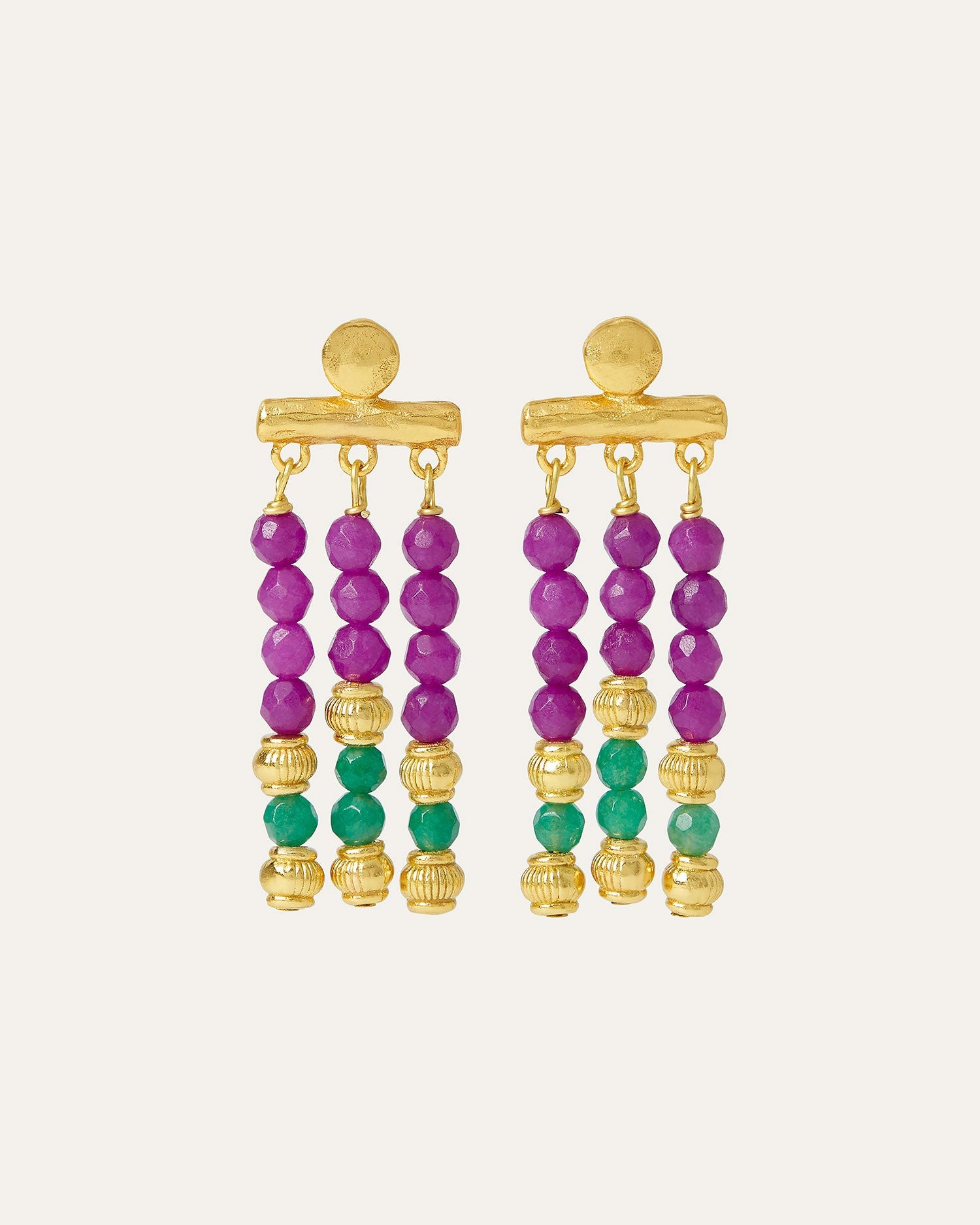 Kali Purple and Green Jade Beaded Drop Earrings | Sustainable Jewellery by Ottoman Hands