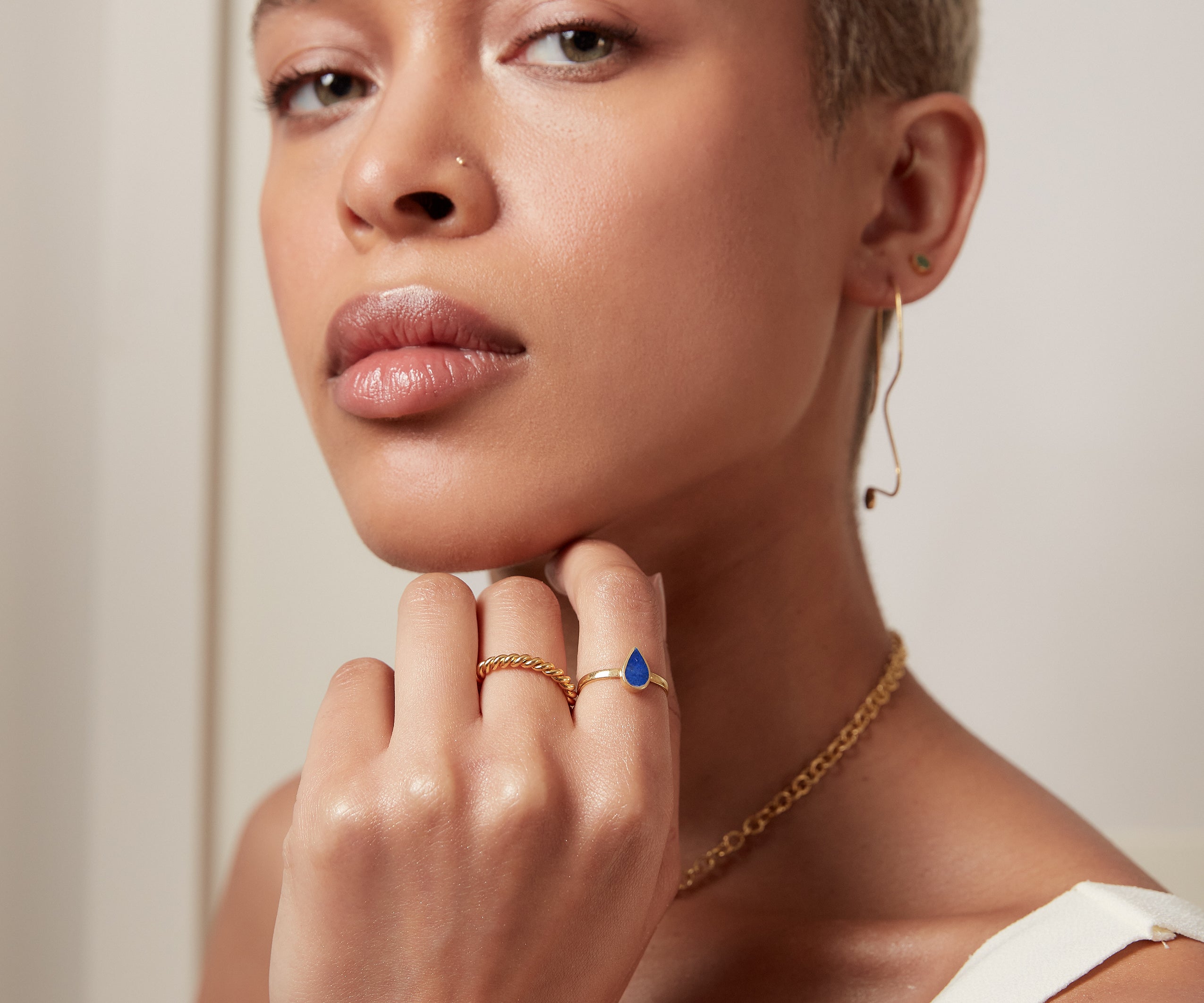 Leya Lapis Tear Drop Ring | Sustainable Jewellery by Ottoman Hands