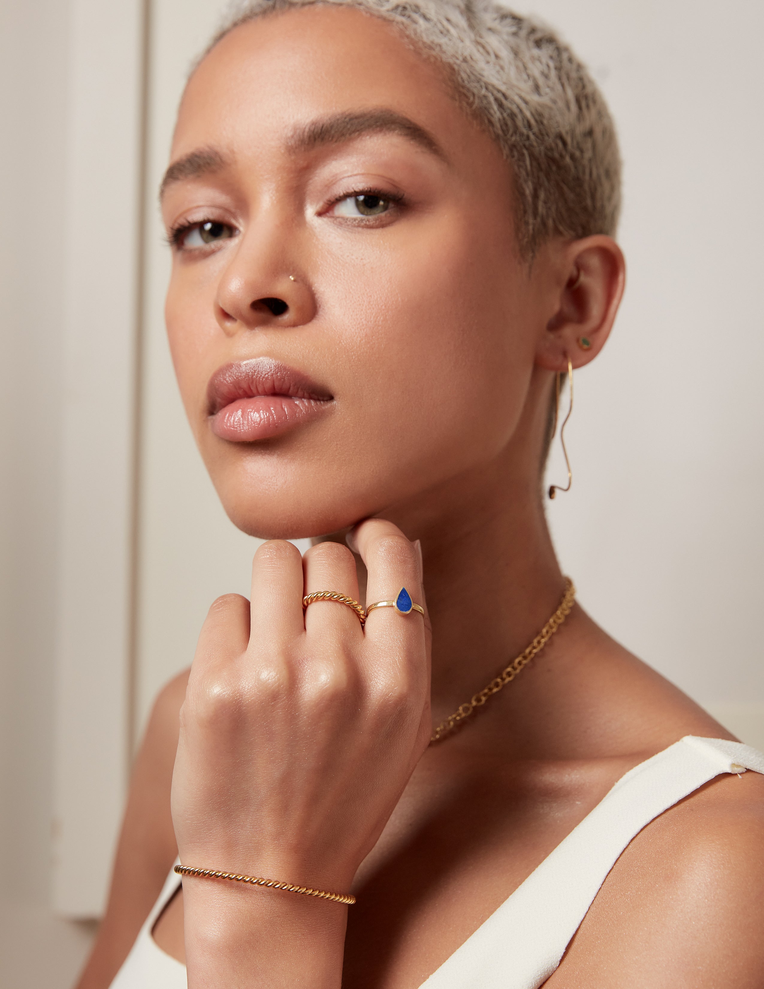 Leya Lapis Tear Drop Ring | Sustainable Jewellery by Ottoman Hands