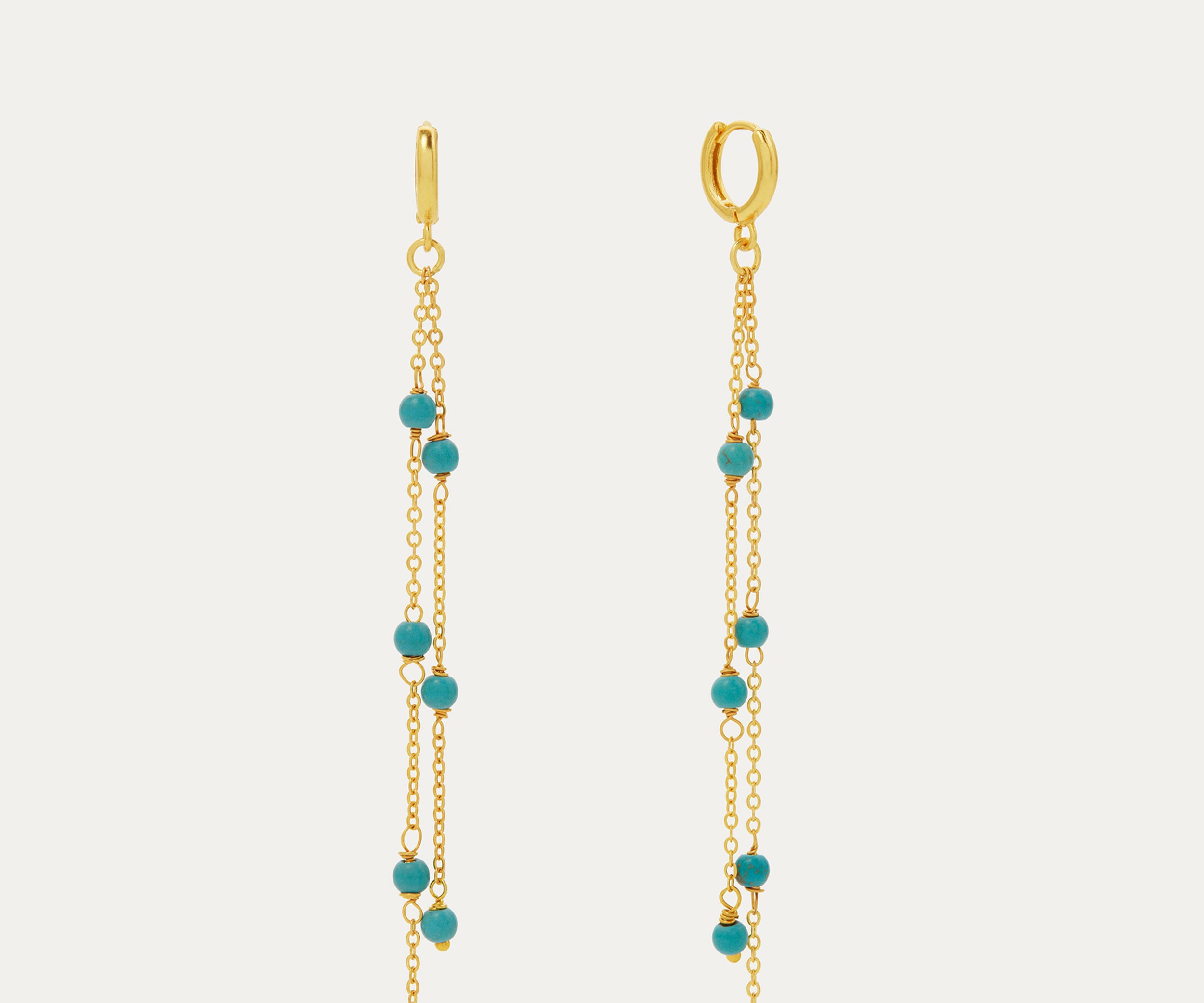 Lola Turquoise Chain Drop Huggie Earrings | Sustainable Jewellery by Ottoman Hands