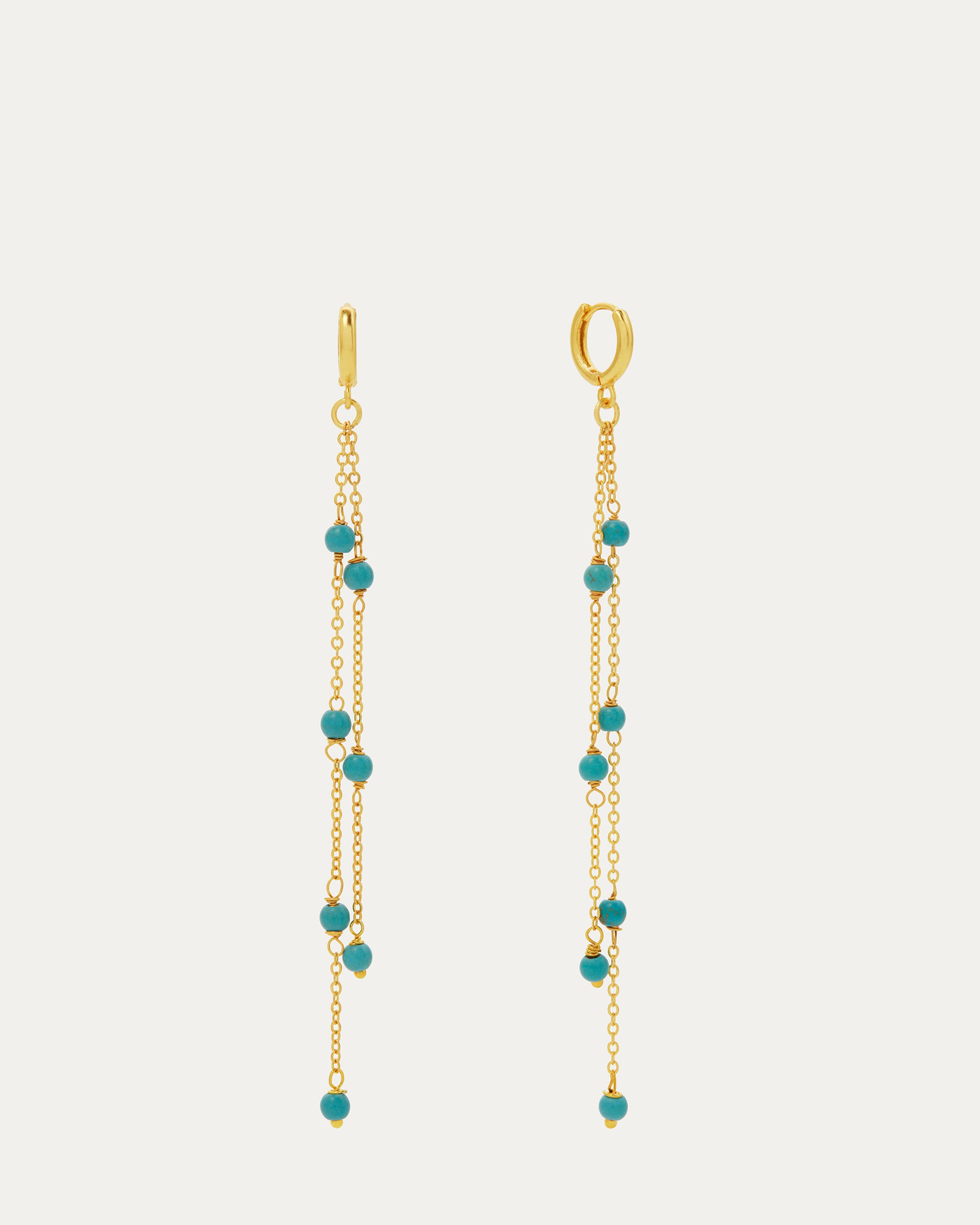 Lola Turquoise Chain Drop Huggie Earrings | Sustainable Jewellery by Ottoman Hands