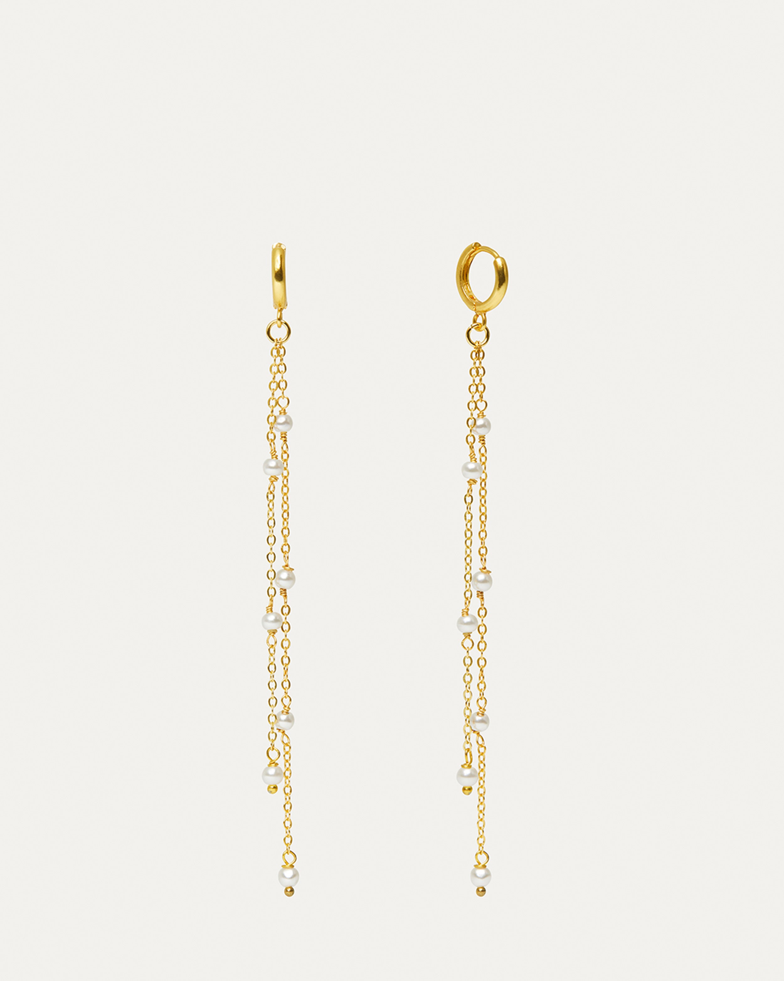 Lola Pearl Chain Drop Huggie Earrings | Sustainable Jewellery by Ottoman Hands