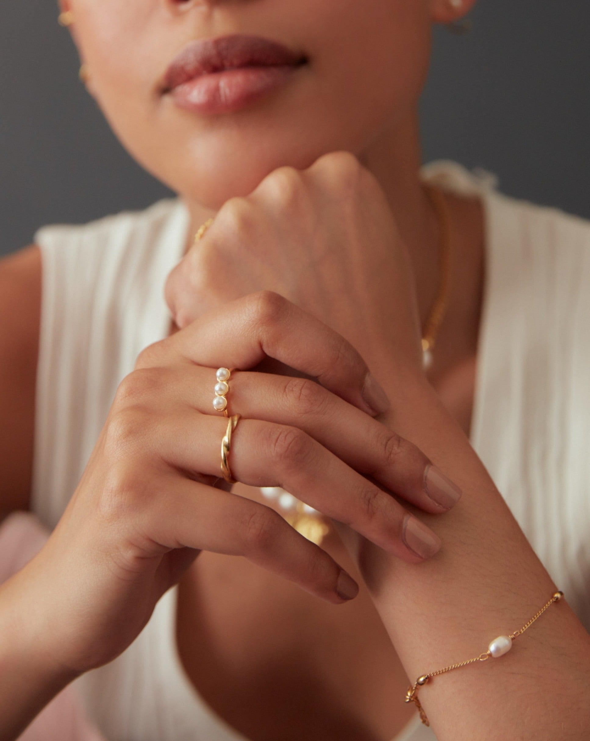 Lorelai Pearl Stacking Ring | Sustainable Jewellery by Ottoman Hands