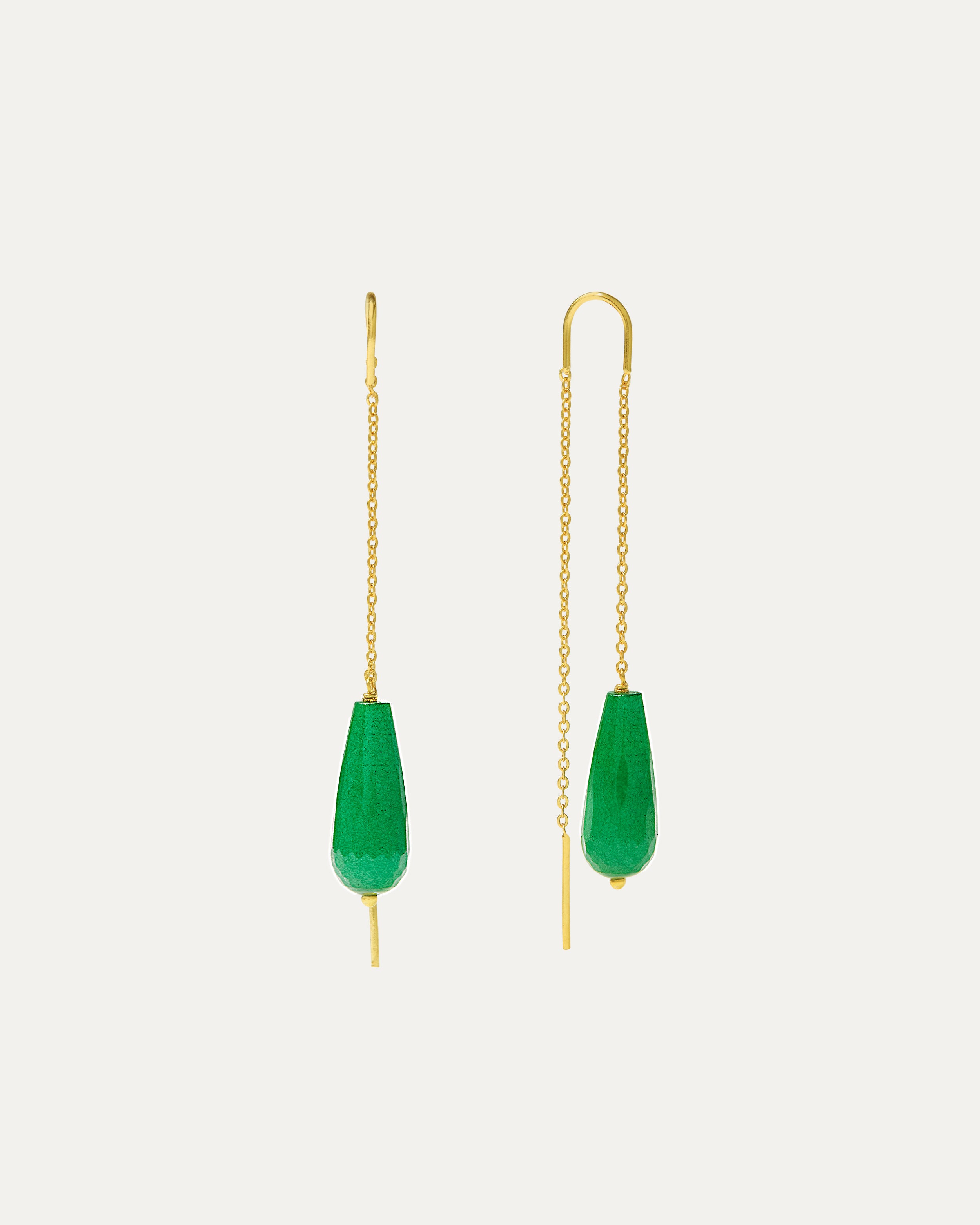 Lottie Green Jade Pull Through Chain Earrings | Sustainable Jewellery by Ottoman Hands