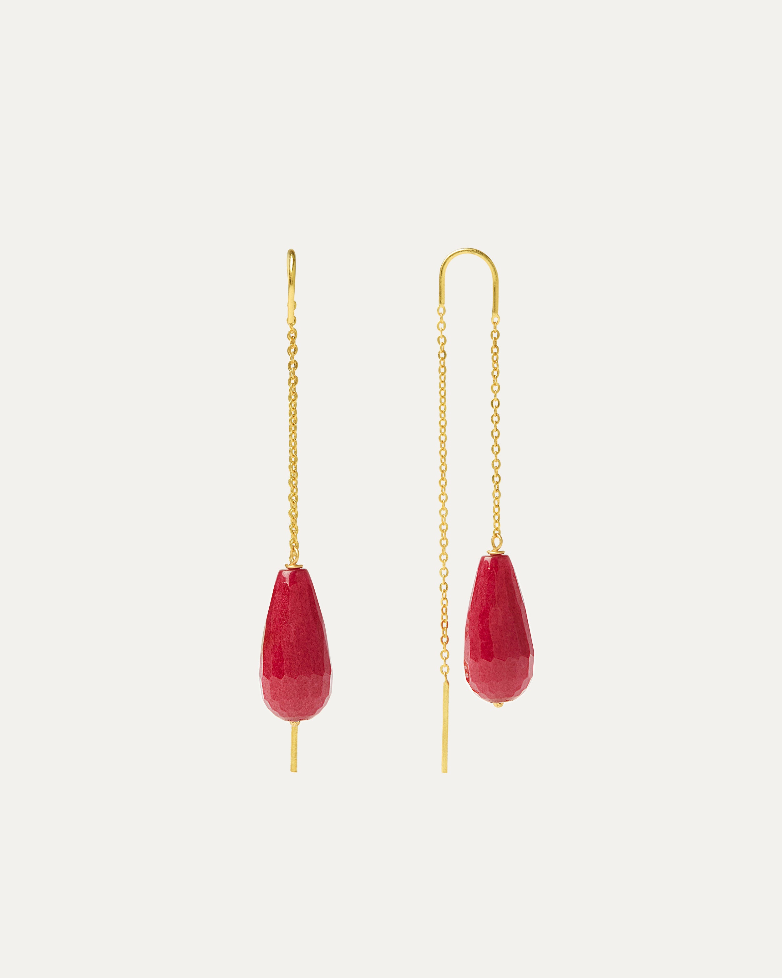 Lottie Red Jade Pull Through Chain Earrings | Sustainable Jewellery by Ottoman Hands
