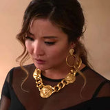 Myia Gold Coin Front Hoop Earrings | Sustainable Jewellery by Ottoman Hands