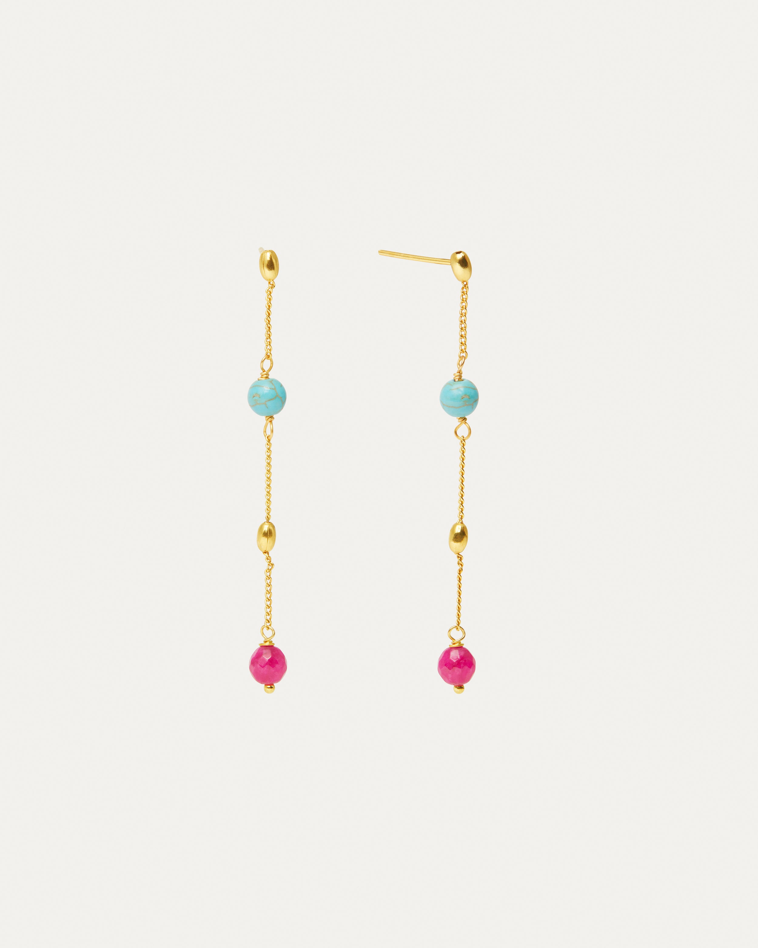 Lyra Multi Colour Drop Chain Earrings | Sustainable Jewellery by Ottoman Hands