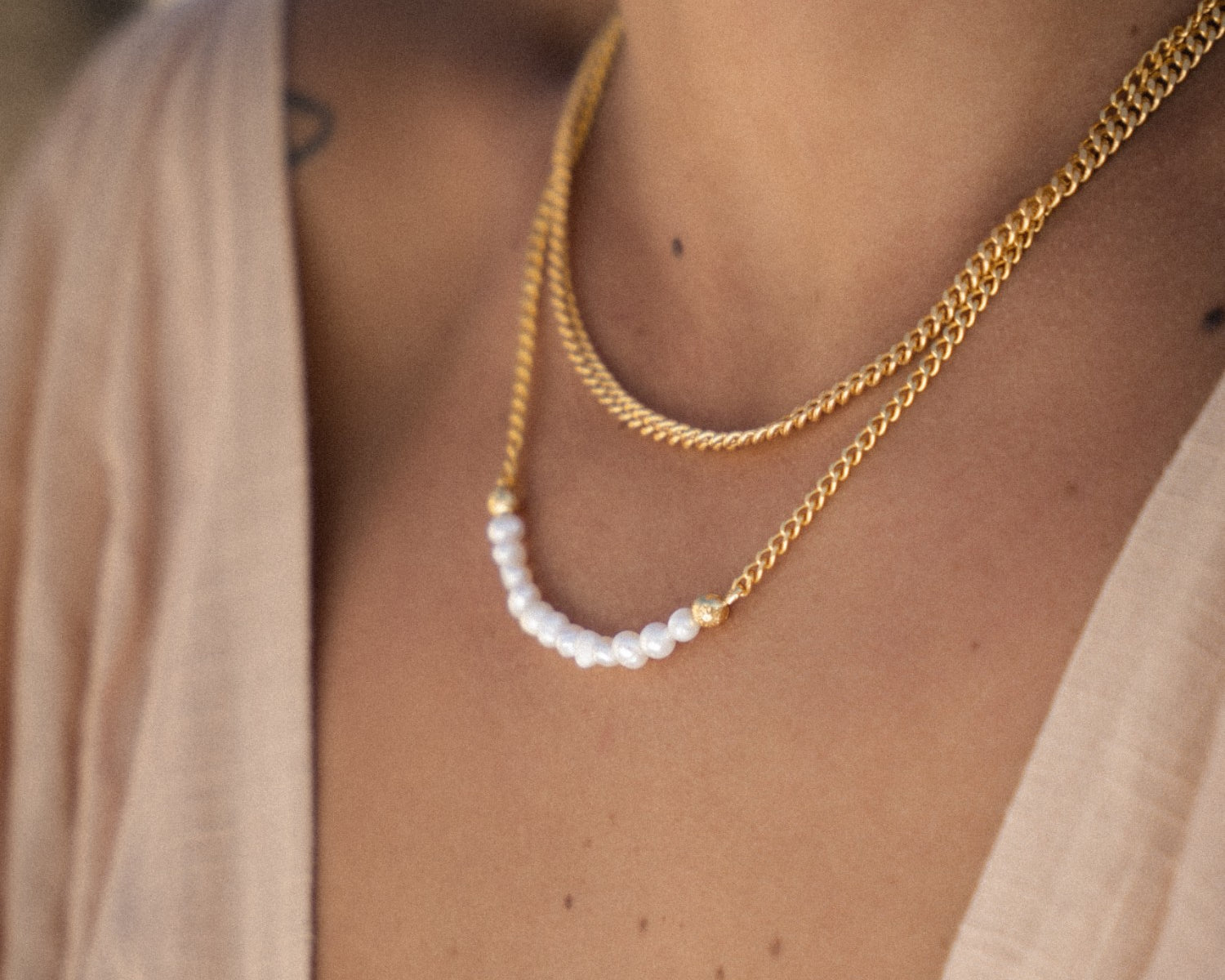 Margot Pearl Beaded Chain Necklace | Sustainable Jewellery by Ottoman Hands
