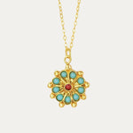 Marigold Turquoise and Red Agate Beaded Pendant Necklace | Sustainable Jewellery by Ottoman Hands