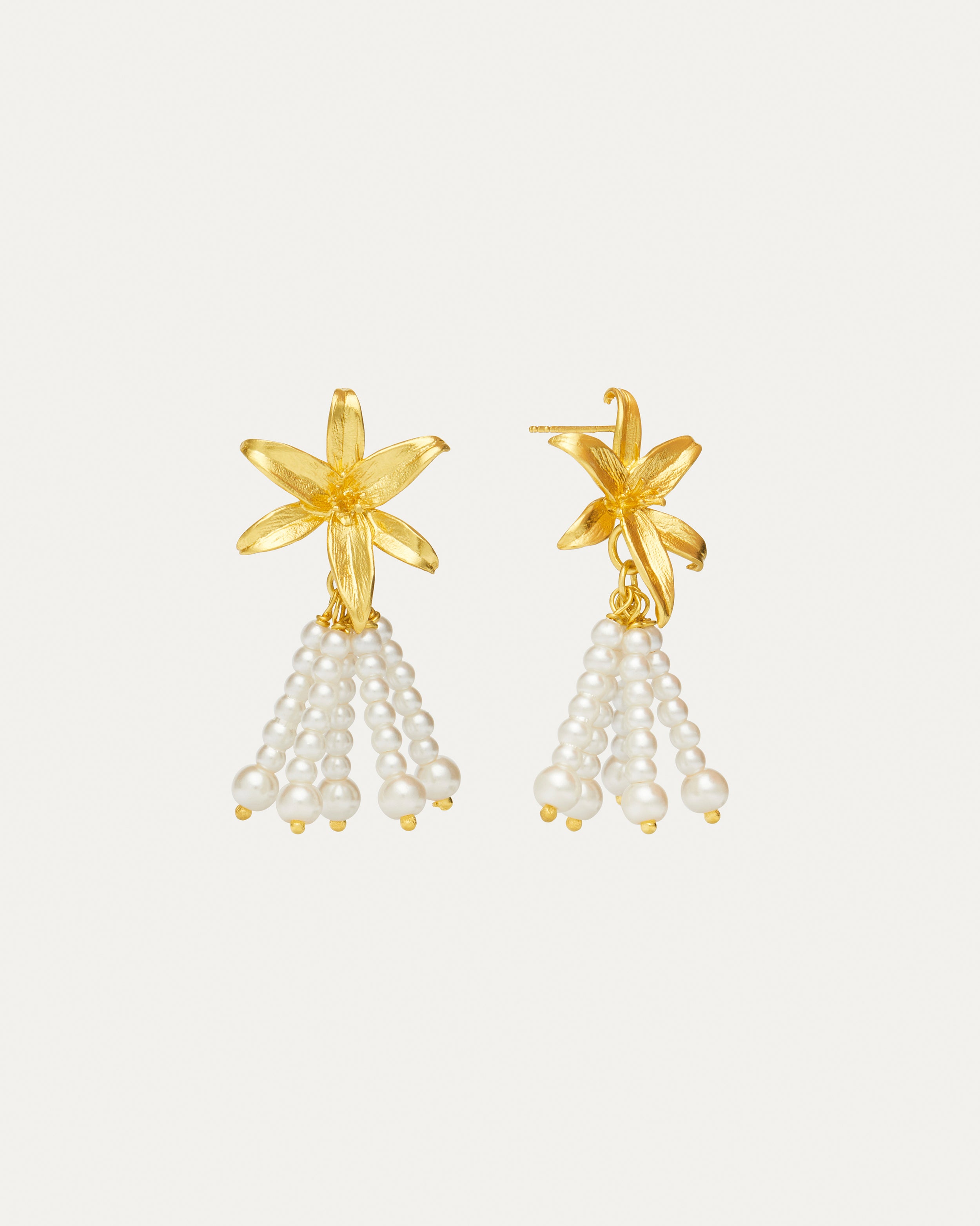 Maso Floral and Pearl Beaded Drop Stud Earrings | Sustainable Jewellery by Ottoman Hands