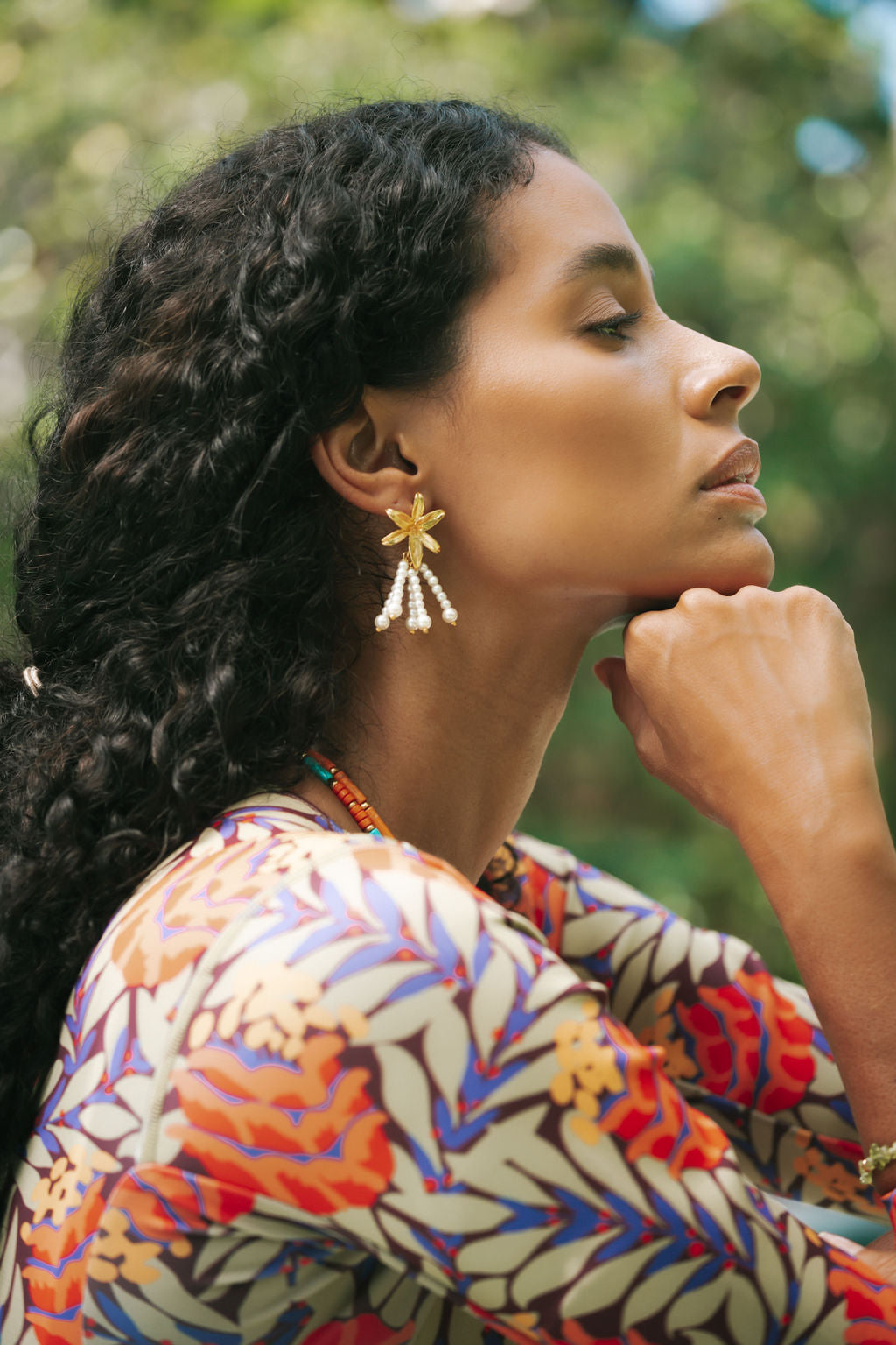 Maso Floral and Pearl Beaded Drop Stud Earrings | Sustainable Jewellery by Ottoman Hands