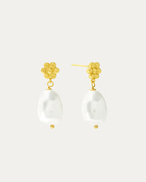 Mavis Pearl Drop Stud Earrings | Sustainable Jewellery by Ottoman Hands