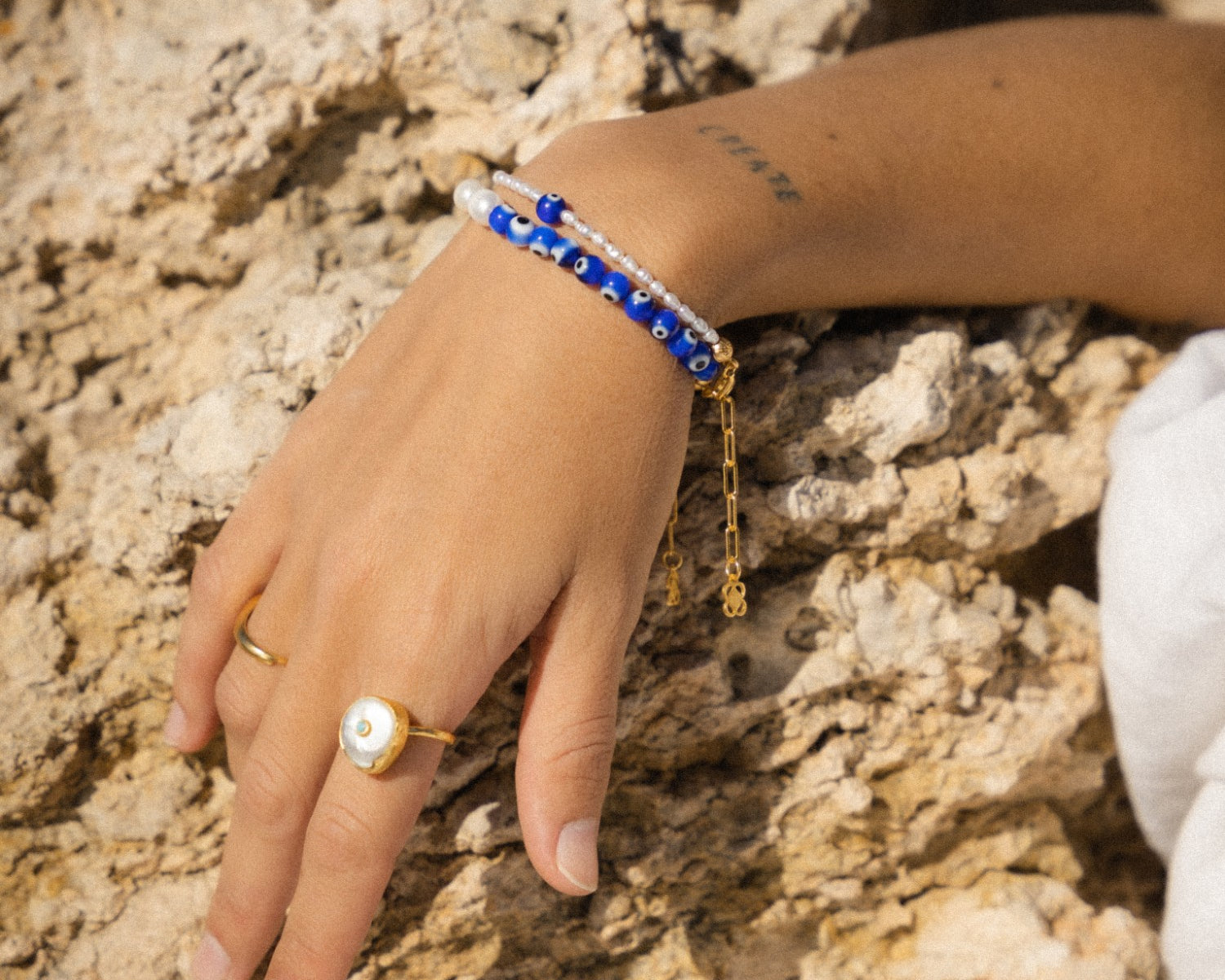 Mila Evil Eye and Pearl Beaded Bracelet | Sustainable Jewellery by Ottoman Hands