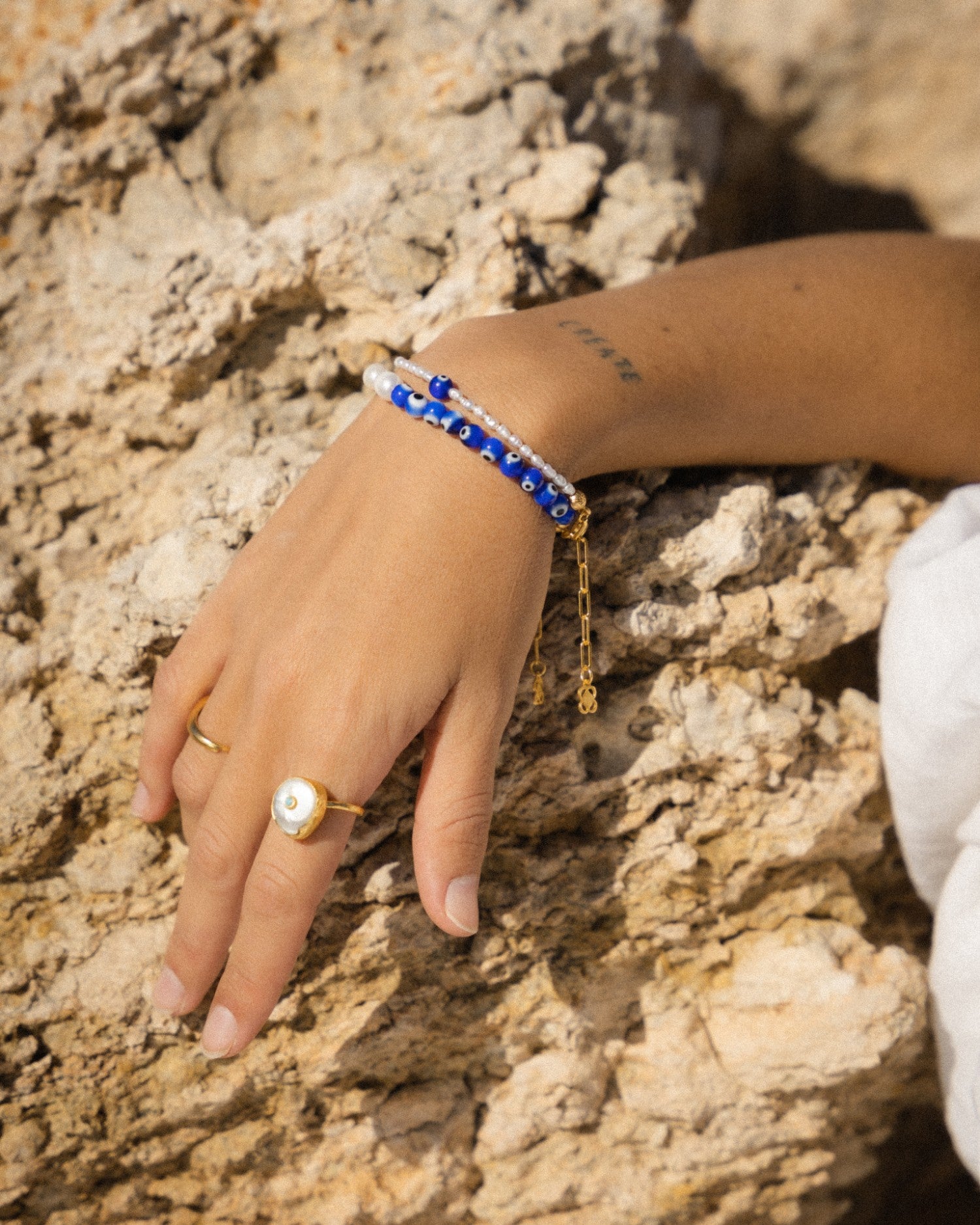 Mila Evil Eye and Pearl Beaded Bracelet | Sustainable Jewellery by Ottoman Hands