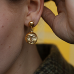 Moon Face Gold Drop Earrings | Sustainable Jewellery by Ottoman Hands