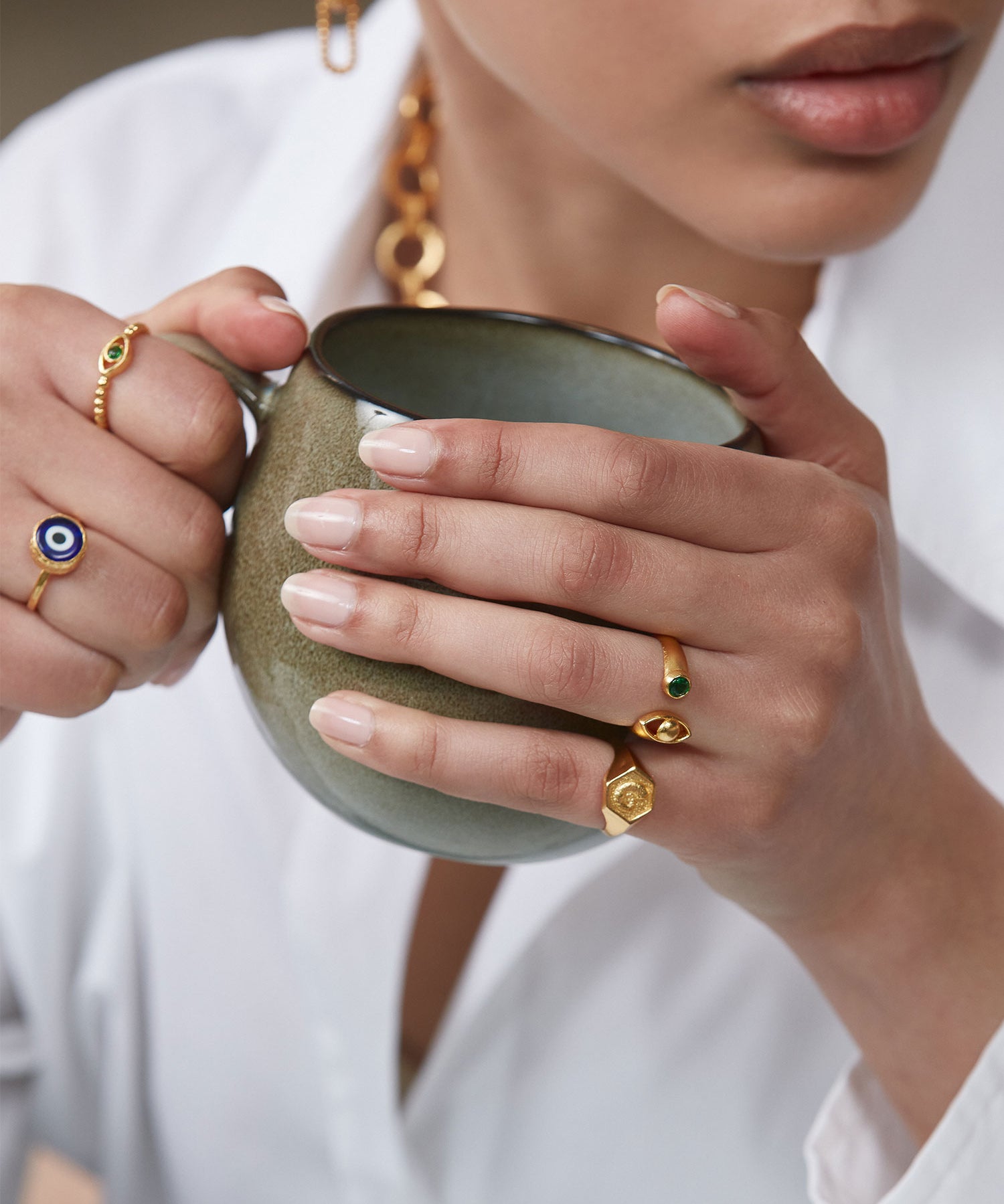 Nazar Navy Evil Eye Stacking Ring | Sustainable Jewellery by Ottoman Hands