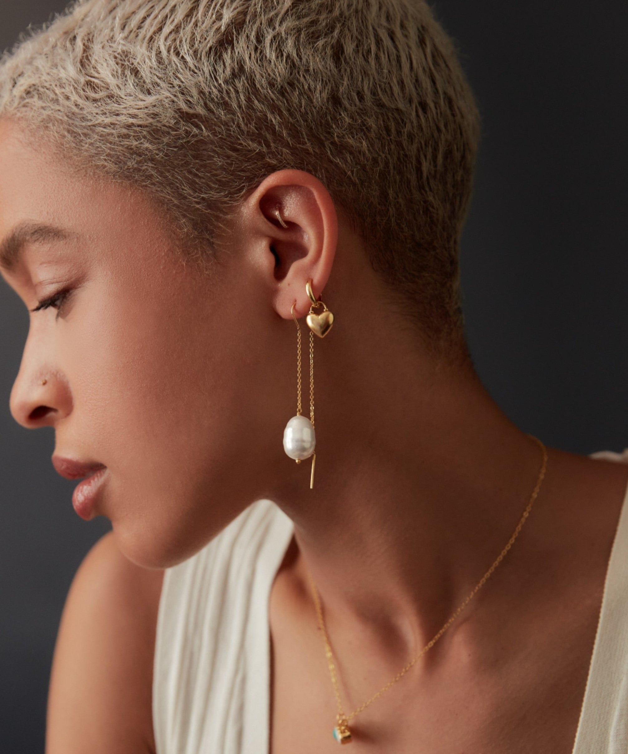 Niko Heart Huggie Earrings | Sustainable Jewellery by Ottoman Hands