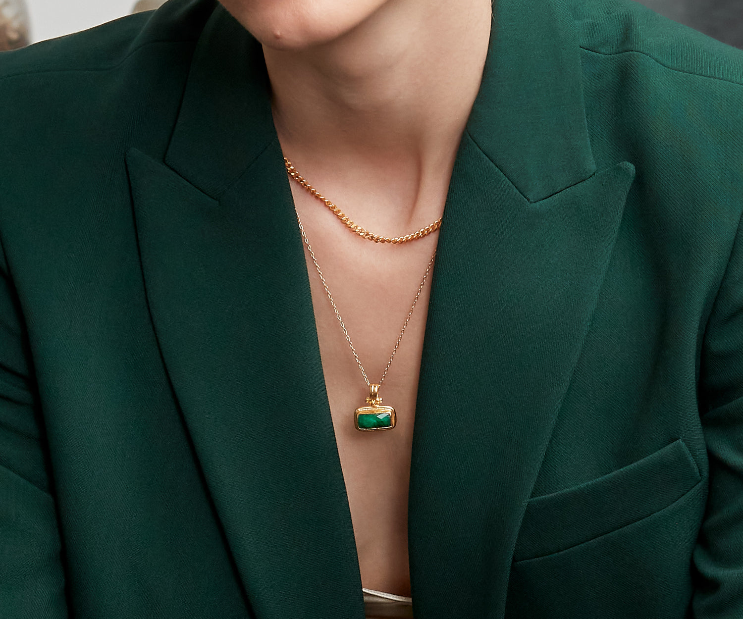 Noa Emerald Pendant Necklace | Sustainable Jewellery by Ottoman Hands