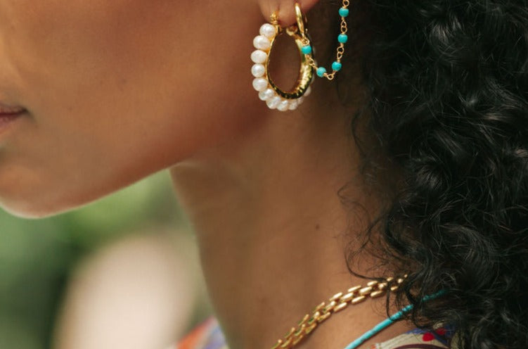 Nox Turquoise Beaded Ear Cuff | Sustainable Jewellery by Ottoman Hands