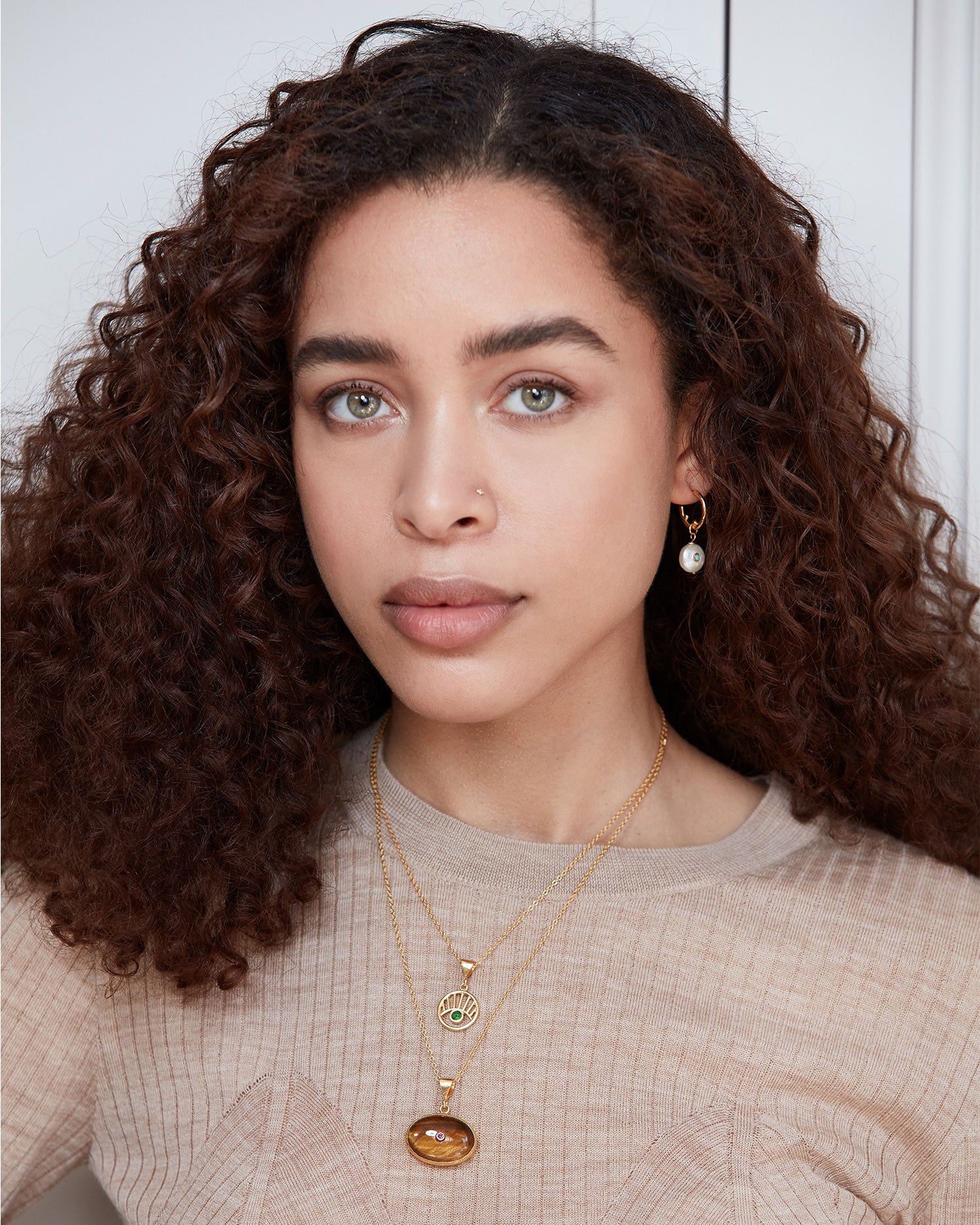 Occhio Eye Necklace with Green Crystal | Sustainable Jewellery by Ottoman Hands