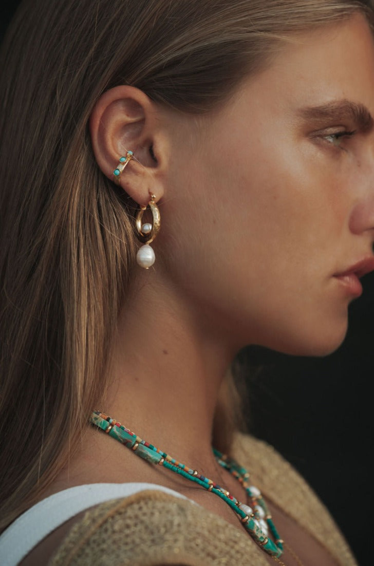 Paloma Turquoise Beaded Ear cuff | Sustainable Jewellery by Ottoman Hands