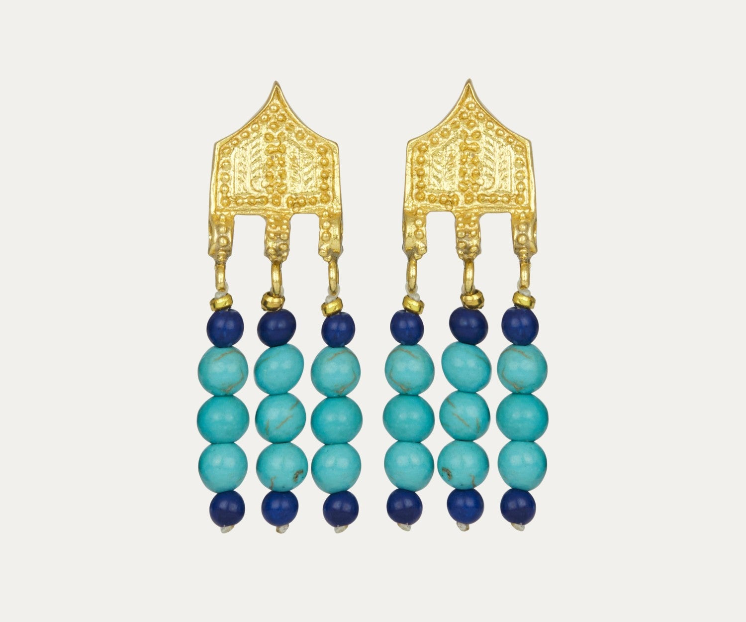 Riva Turquoise and Lapis Bead Drop Earrings | Sustainable Jewellery by Ottoman Hands