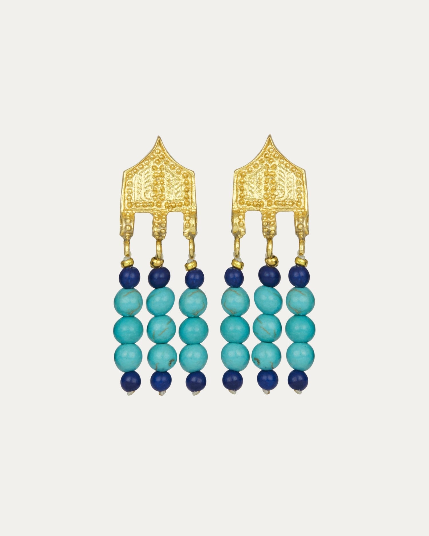 Riva Turquoise and Lapis Bead Drop Earrings | Sustainable Jewellery by Ottoman Hands