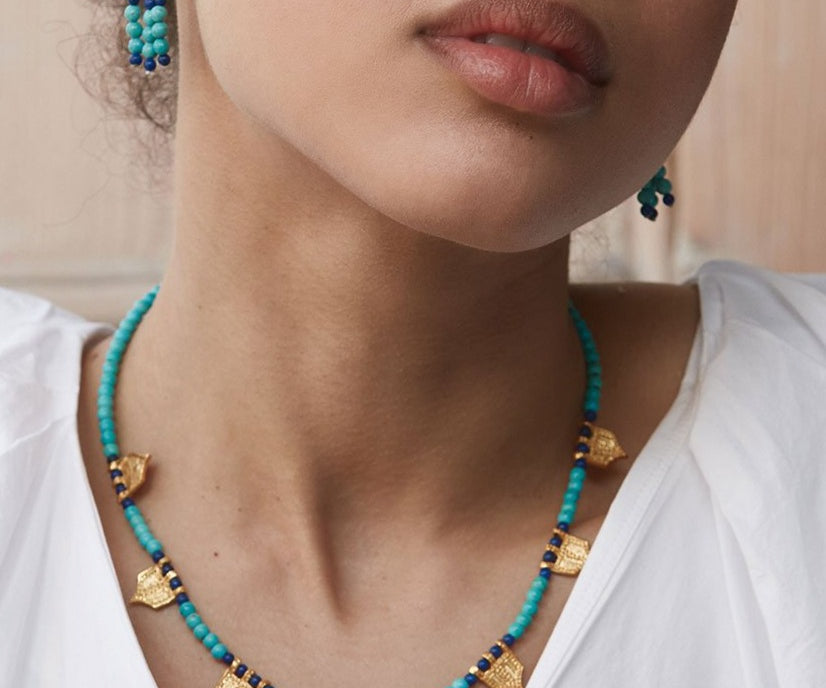 Riva Turquoise and Lapis Beaded Necklace | Sustainable Jewellery by Ottoman Hands