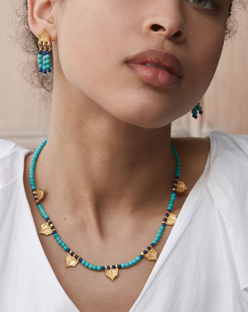 Riva Turquoise and Lapis Beaded Necklace | Sustainable Jewellery by Ottoman Hands