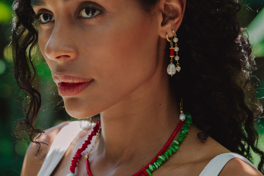 Scarlett Pearl Drop Huggie Earrings | Sustainable Jewellery by Ottoman Hands