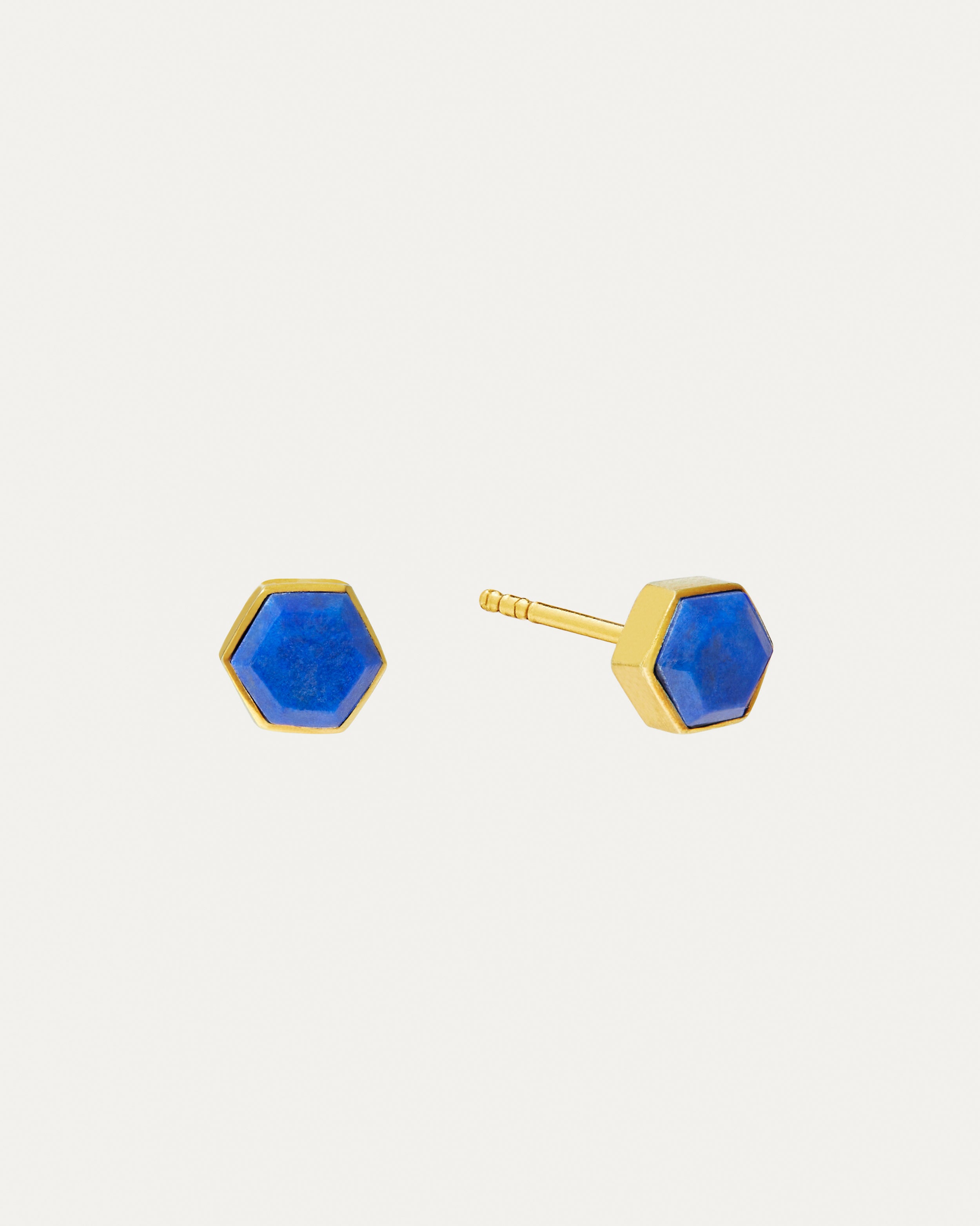 Seran Lapis Hexagon Stud Earrings | Sustainable Jewellery by Ottoman Hands