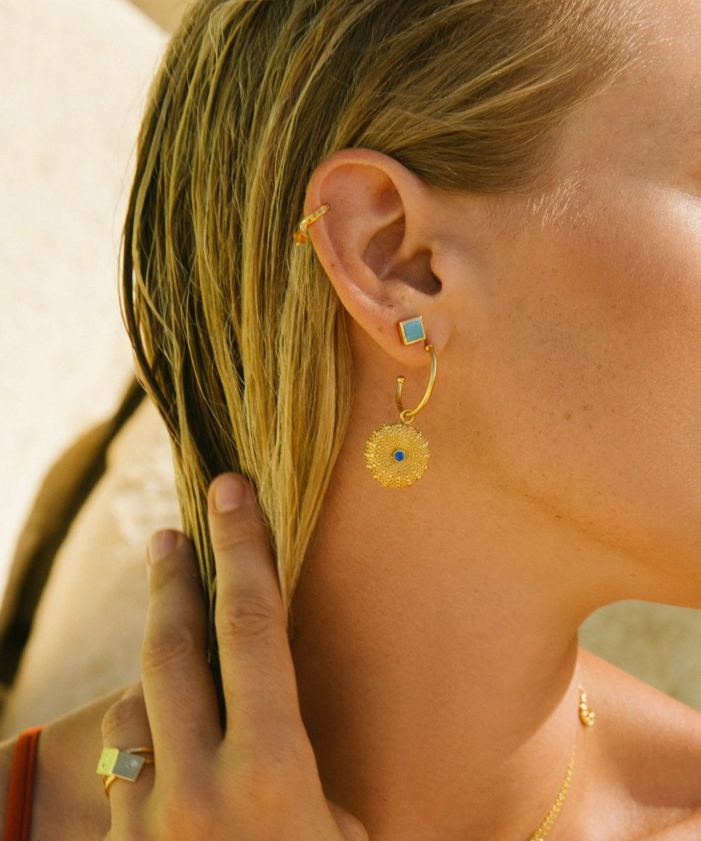 Siren Hoop Earrings with Blue Crystals | Sustainable Jewellery by Ottoman Hands