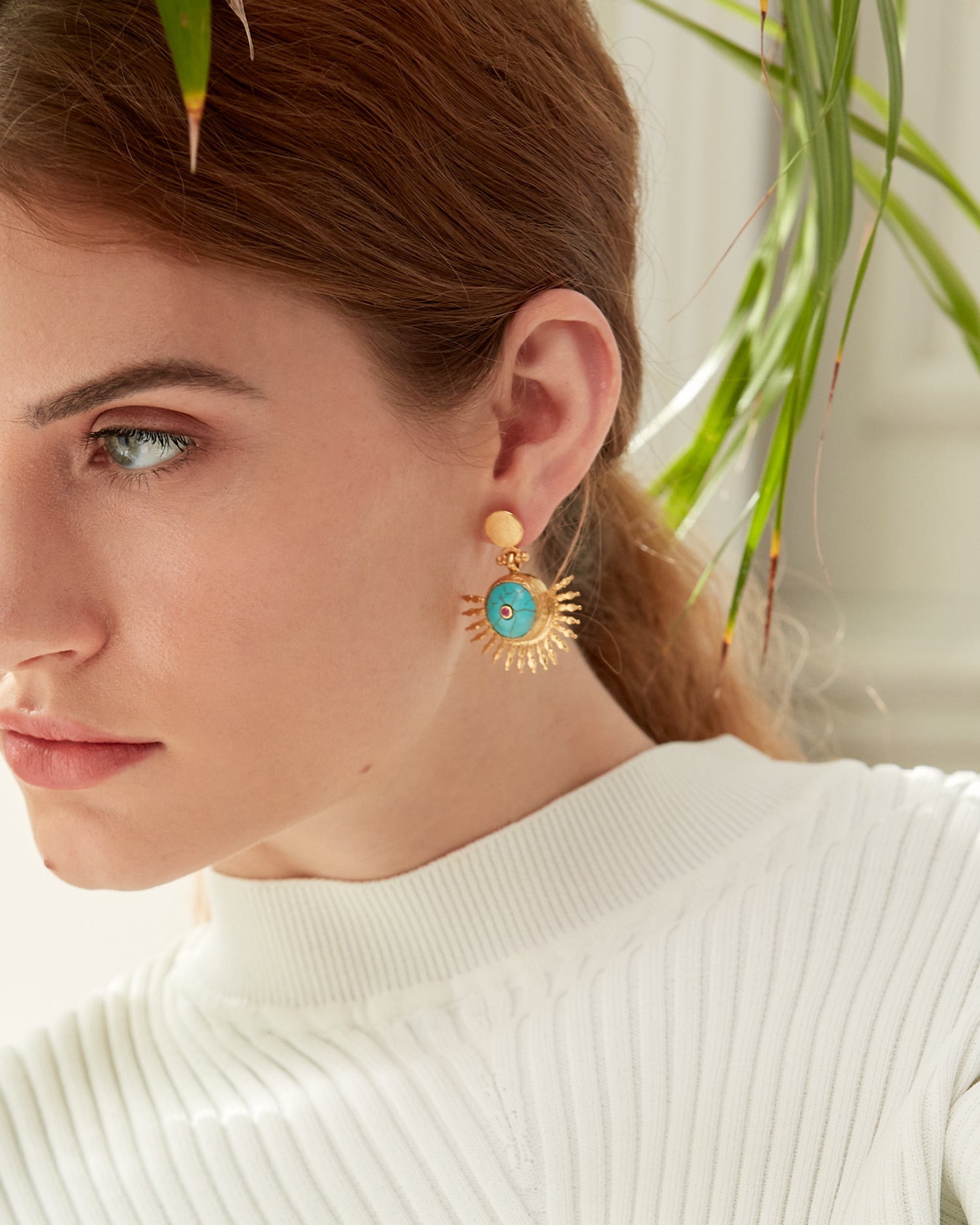 Solis Turquoise Drop Stud Earrings | Sustainable Jewellery by Ottoman Hands