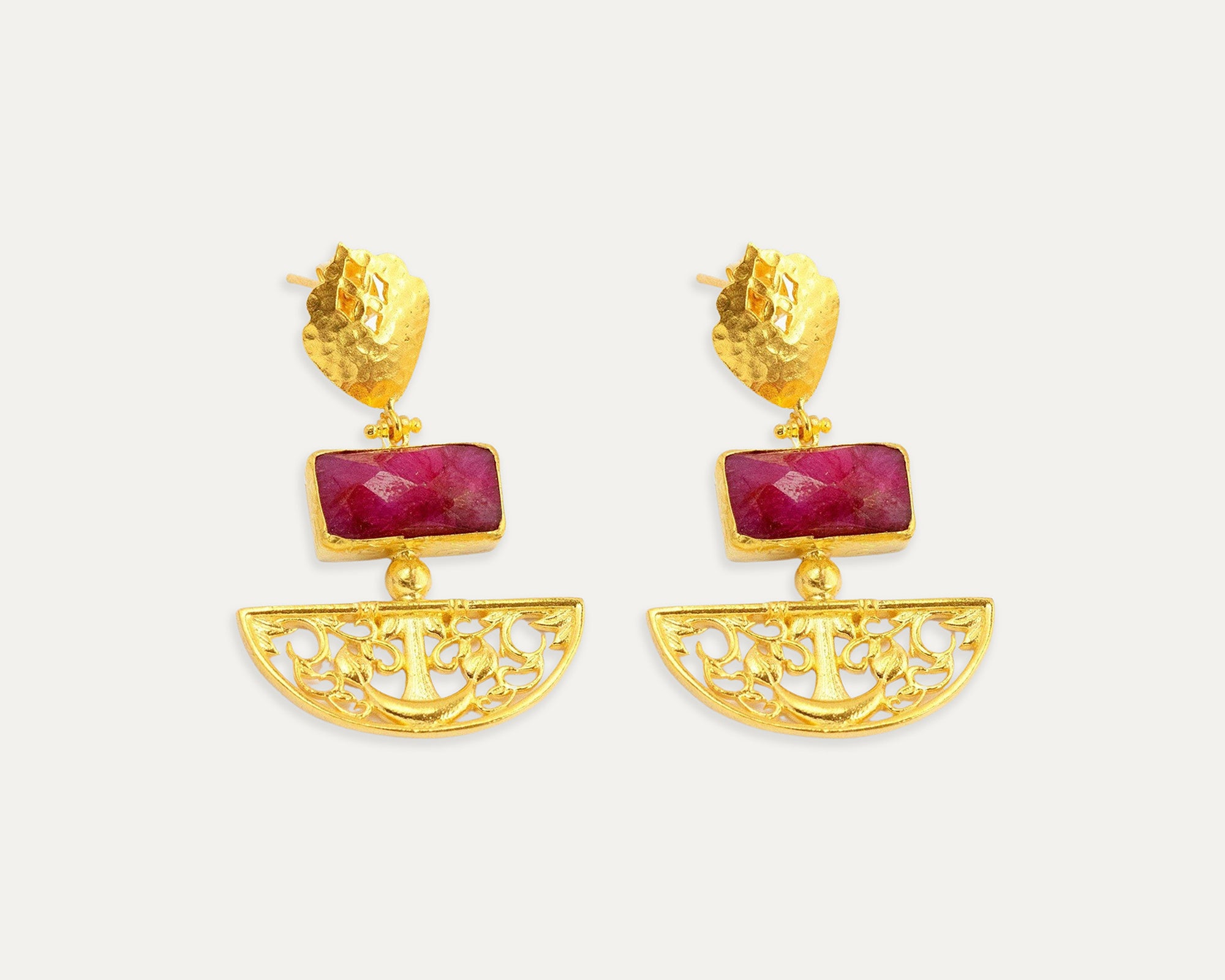 Artemis Ruby Drop Earrings | Sustainable Jewellery by Ottoman Hands