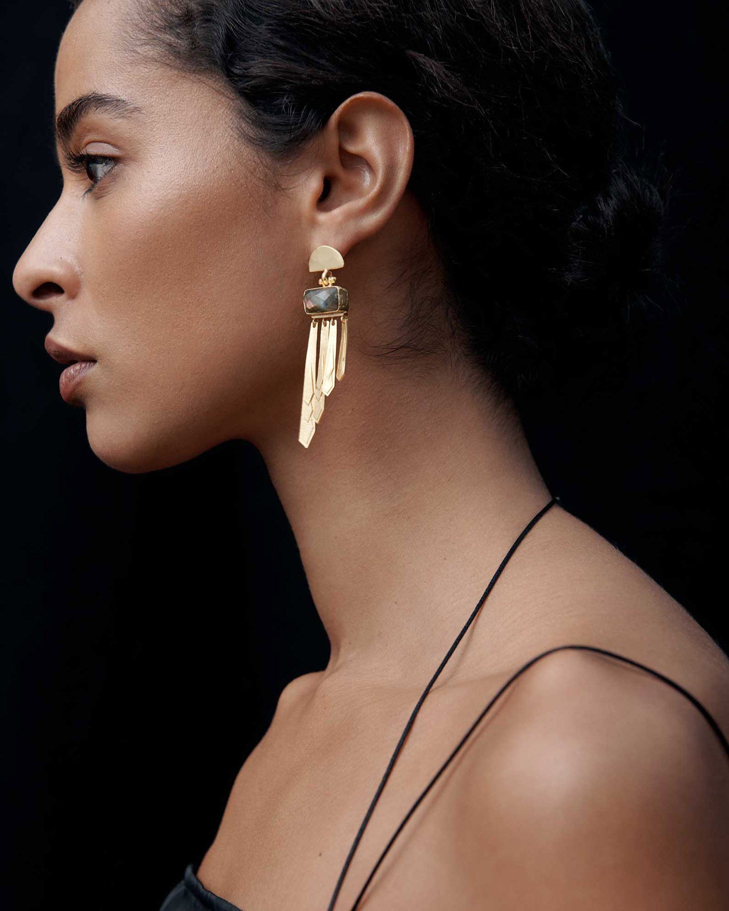 Erte Labradorite Drop Earrings | Sustainable Jewellery by Ottoman Hands