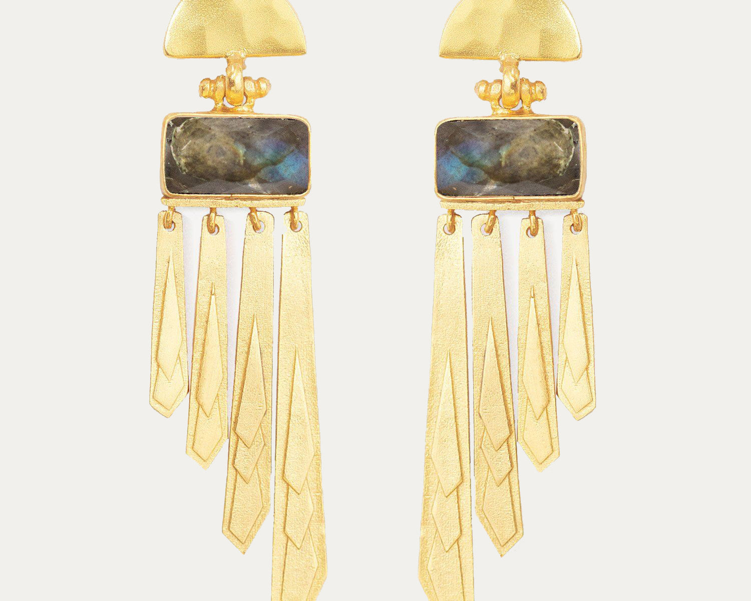 Erte Labradorite Drop Earrings | Sustainable Jewellery by Ottoman Hands