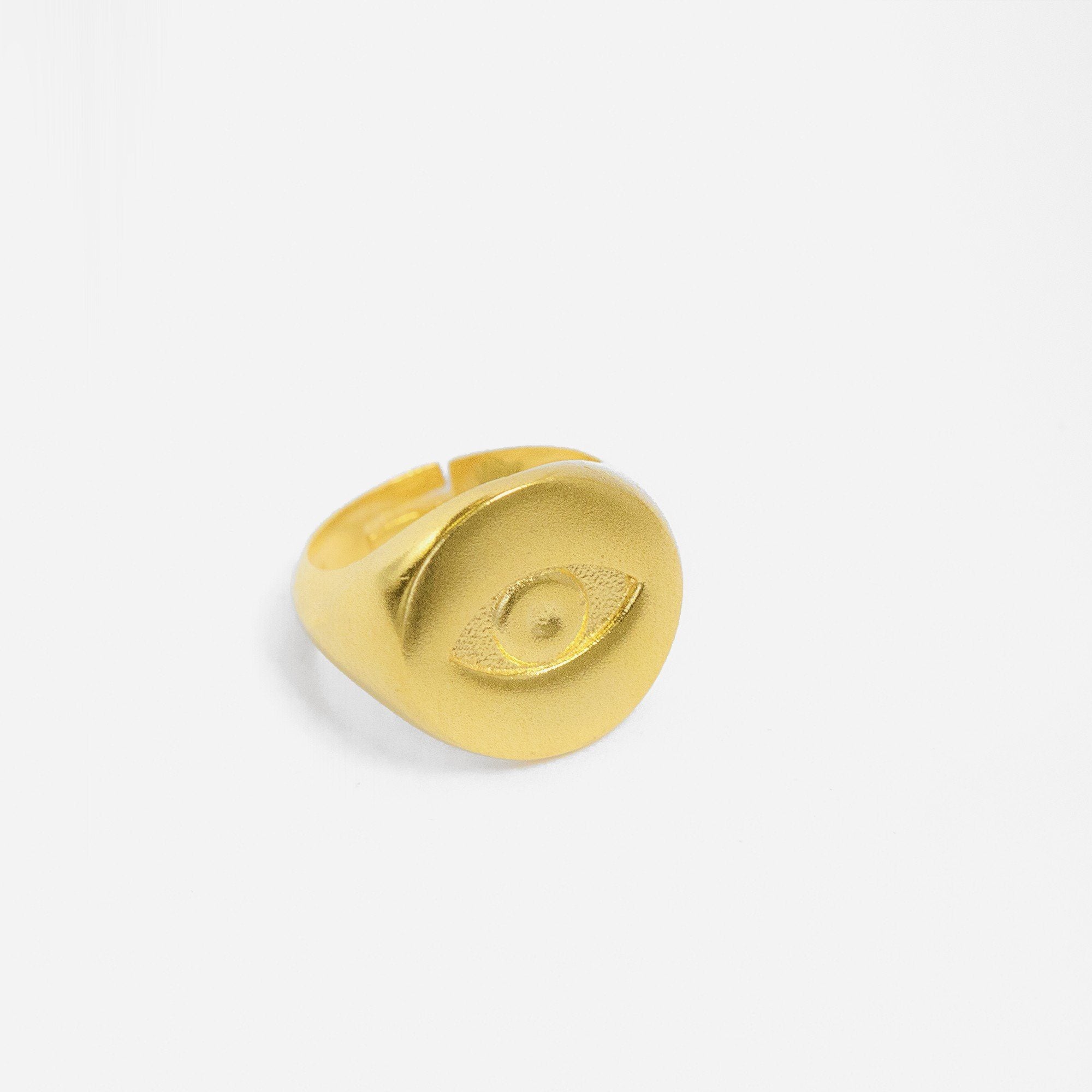 Evil Eye Gold Signet Ring | Sustainable Jewellery by Ottoman Hands
