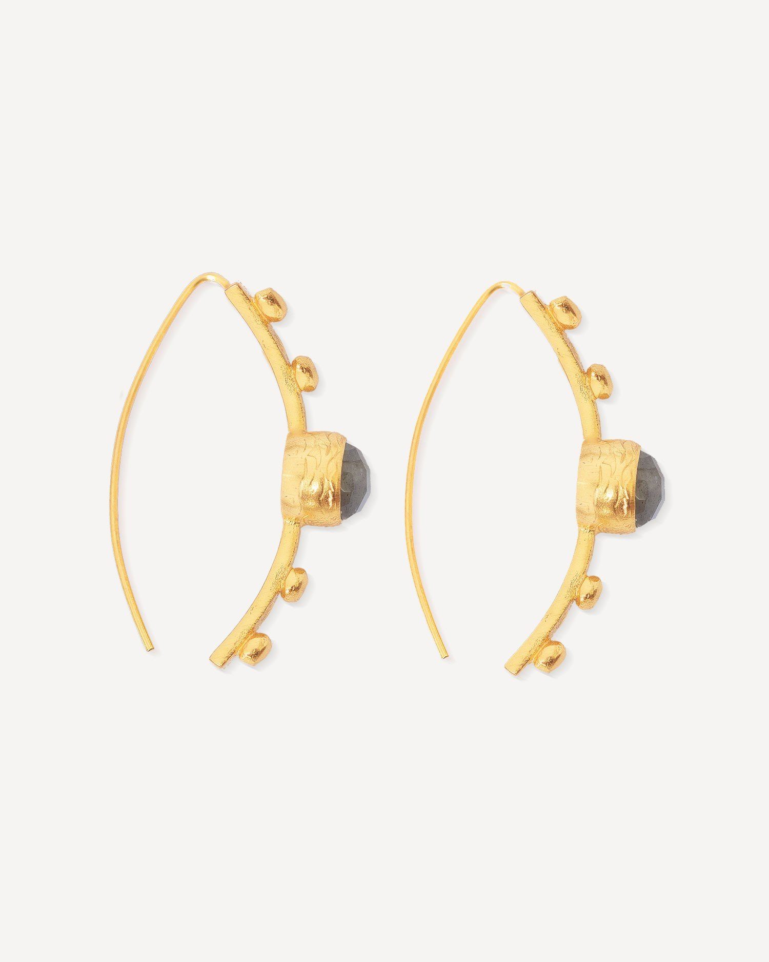 Filiz Labradorite Pull Through Hoop Earrings | Sustainable Jewellery by Ottoman Hands