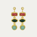 Innana Ruby, Emerald and Aqua Chalcedony Drop Earrings | Sustainable Jewellery by Ottoman Hands