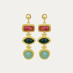Innana Ruby, Emerald and Aqua Chalcedony Drop Earrings | Sustainable Jewellery by Ottoman Hands