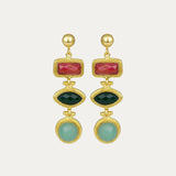 Innana Ruby, Emerald and Aqua Chalcedony Drop Earrings | Sustainable Jewellery by Ottoman Hands