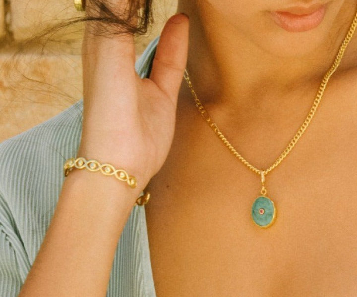 Mati Gold Eye Bangle Bracelet | Sustainable Jewellery by Ottoman Hands