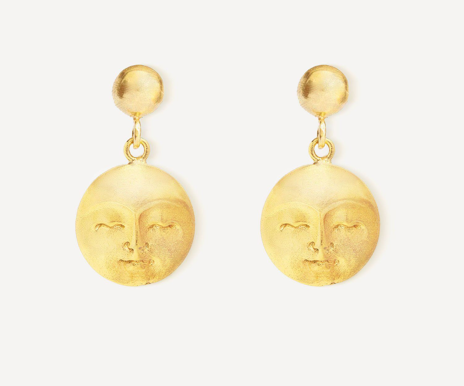 Moon Face Gold Drop Earrings | Sustainable Jewellery by Ottoman Hands
