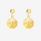 Moon Face Gold Drop Earrings | Sustainable Jewellery by Ottoman Hands